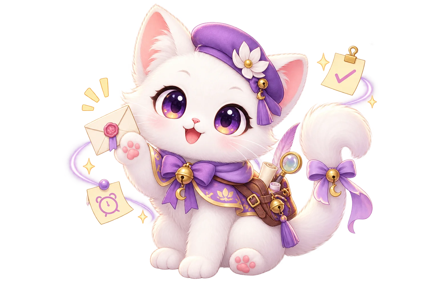 Luck, the angel white cat